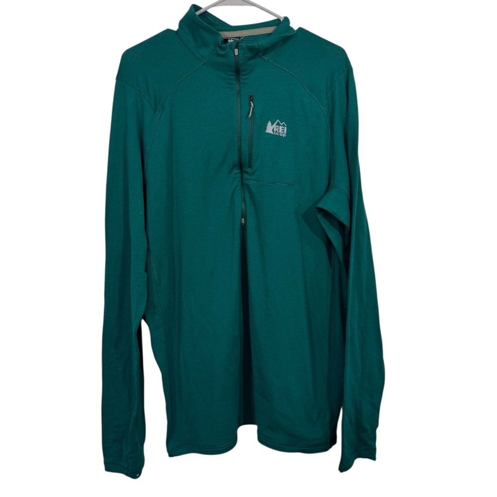 REI Storm Teal Half Zip Waffle Knit Athletic Pullover Top